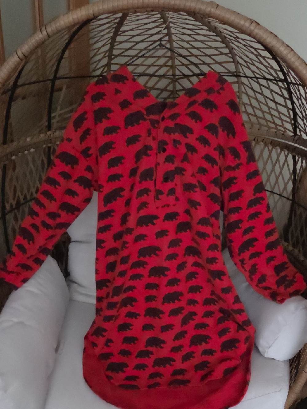 Kids Red Bear-Print Nightgown Pajama Top